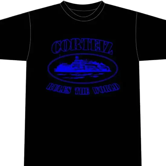 Corteiz Alcatraz T Shirt Black/Blue